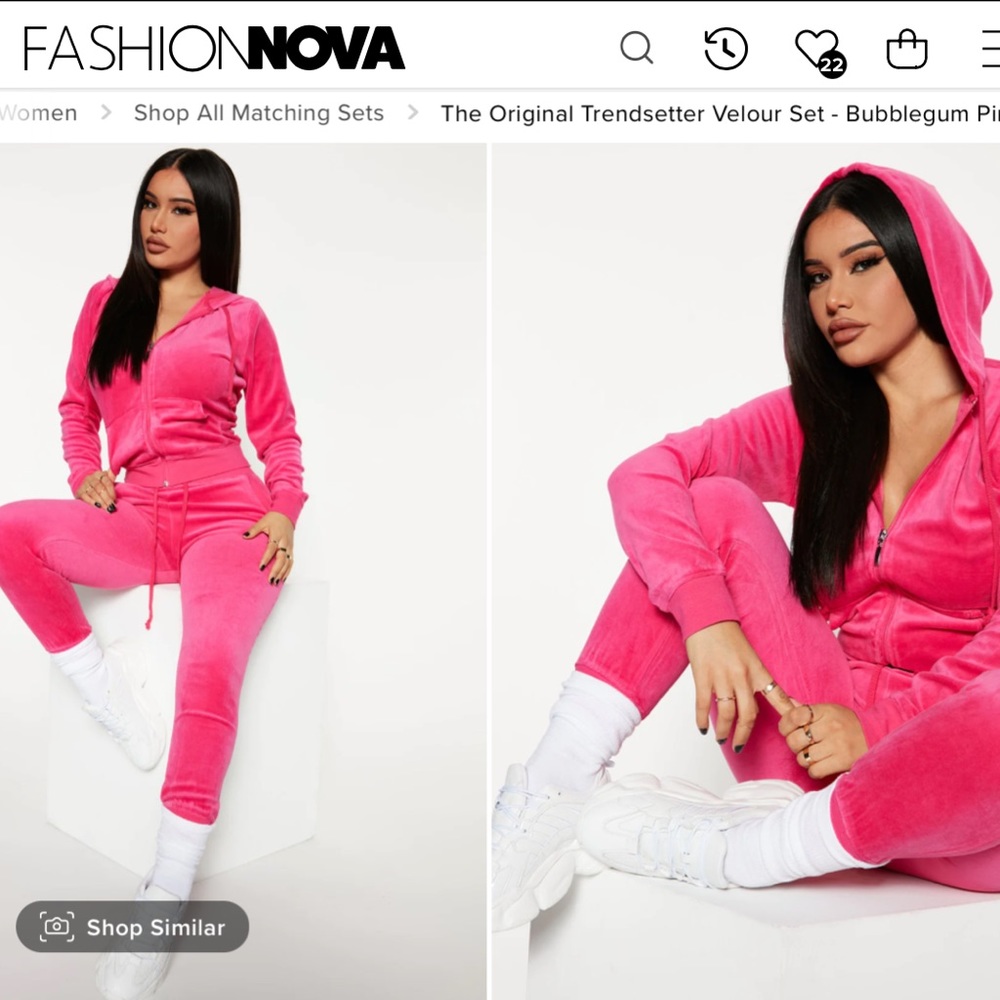 Fashion Nova The Original Trendsetter Velour Set Pink